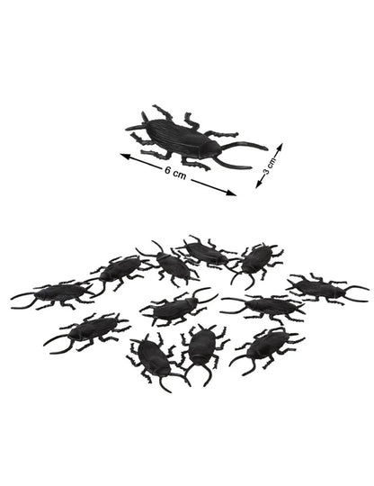 Lot de 12 cafards Halloween pour décoration noirs