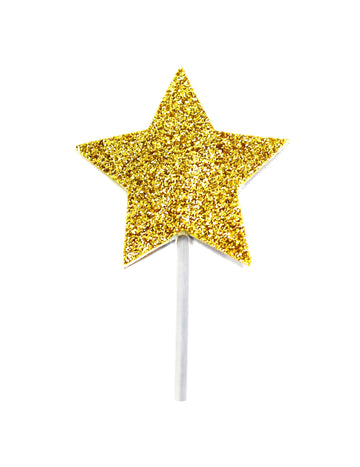 12 dortových topperů na třpytivé zlaté hvězdičce 6.5 cm k narozeninám