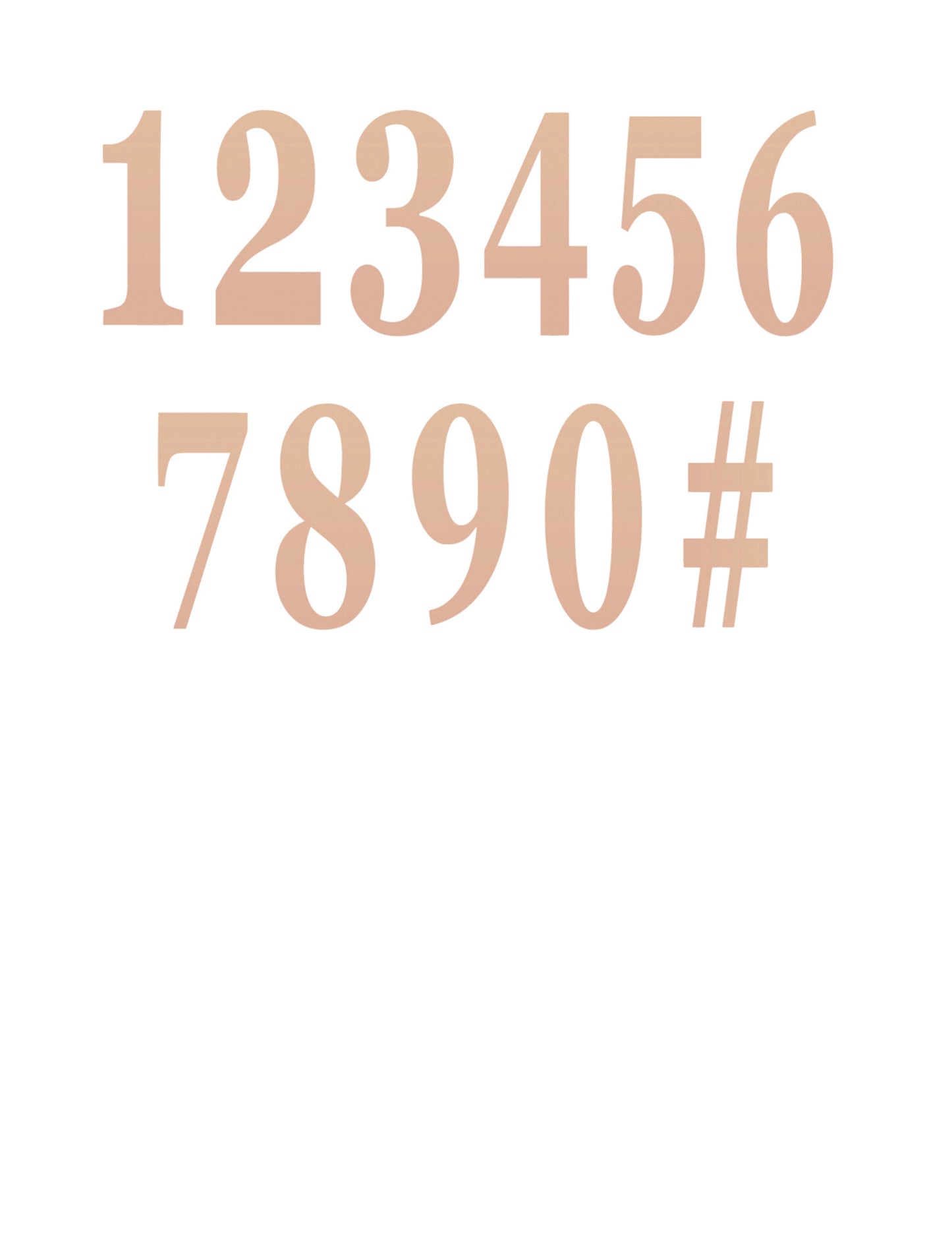 12 lepicích čísel z růžového zlata 14 cm na ozdobu