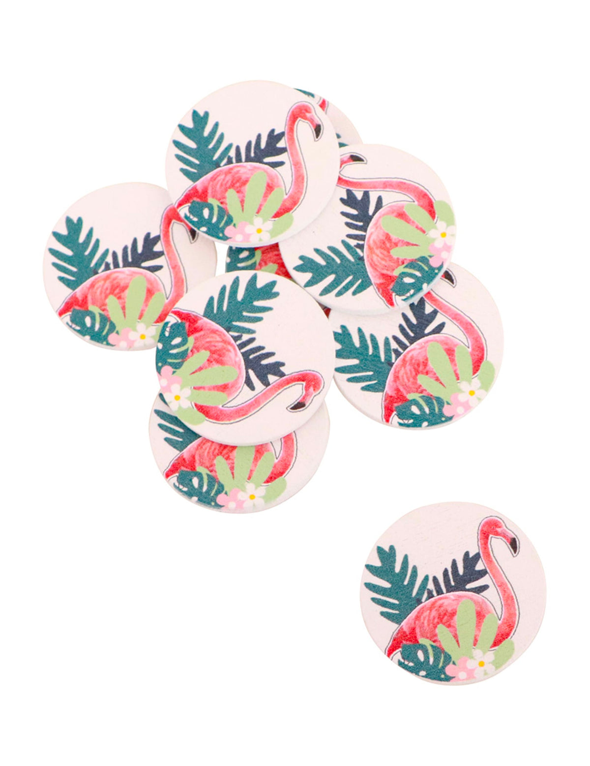 Confettis adhésifs flamant rose tropical pour diy et table rose et vert