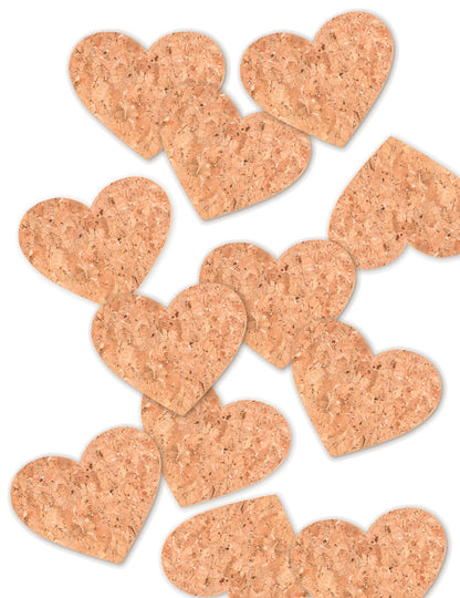 12 konfet s korkovým srdcem 8,3 x 7 cm pro rustikální svatbu