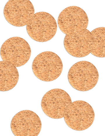 12 kulatých korkových konfet 10 cm se zoubkovanými okraji