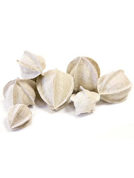 12 dekorací physalis z přírodního lnu 3 až 5 cm 