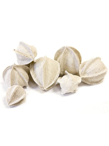 12 dekorací physalis z přírodního lnu 3 až 5 cm 