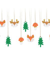 12 étiquettes en carton forêt de Noël pour décoration multicolores avec ficelle dorée