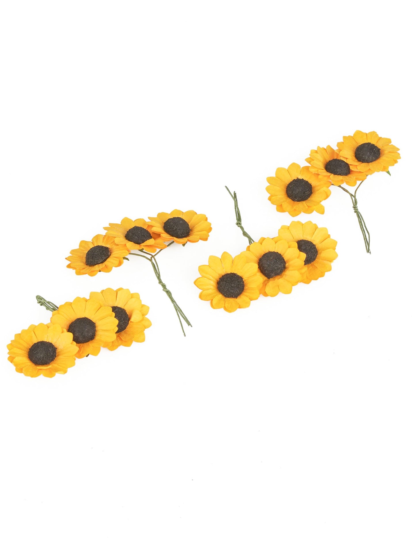 12 žlutých lučních květin 2,5 cm typu slunečnice 