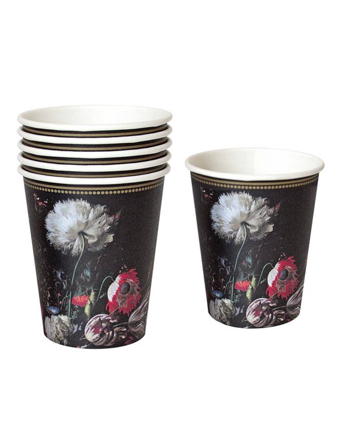 12 barokních porcelánových papírových kelímků 250 ml černé