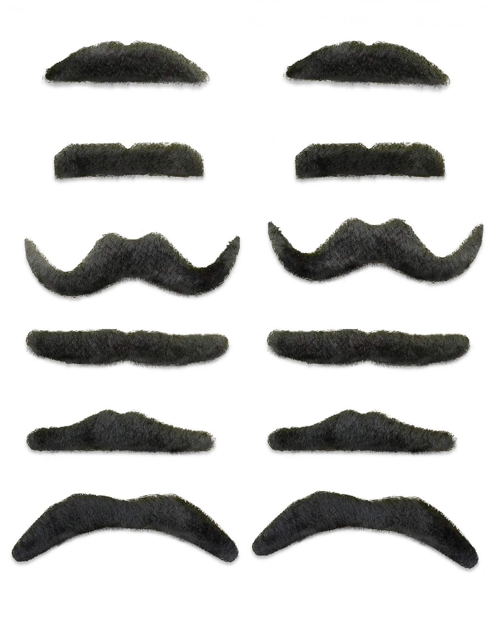 Sada 12 černých knírů různých stylů