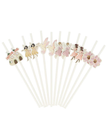 12 bílých a pastelově růžových papírových vílích brček 19.5 cm k narozeninám dítěte