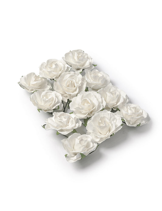 Roses à piquer pour décoration de fête blanches en papier