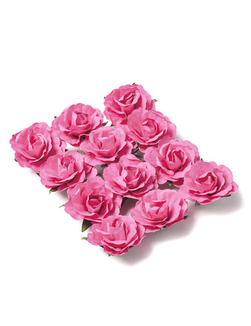 12 fuchsiových papírových růžiček k sešití