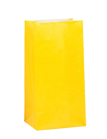 12 žlutých papírových dárkových sáčků 25 x 9 cm k narozeninám