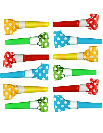 Lot de 12 sans-gênes à pois pour fête multicolores