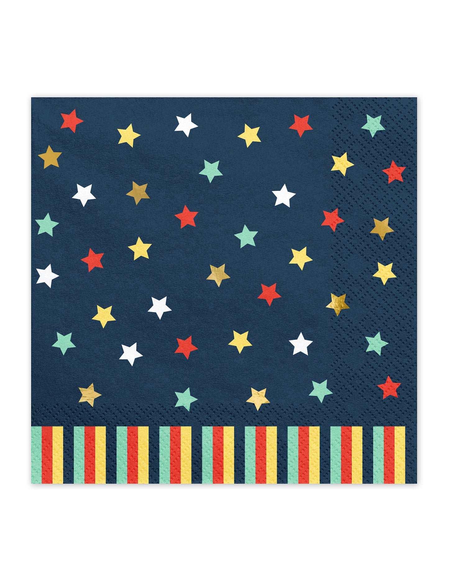 Serviettes en papier étoiles colorées pour fête bleu marine