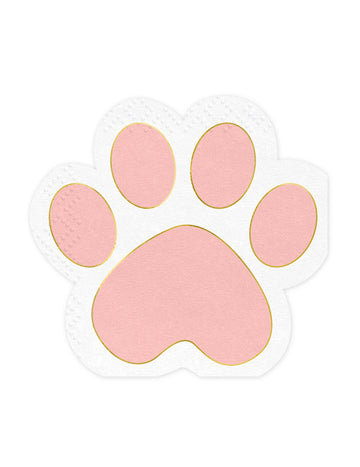 12 pastelových růžových a zlatých papírových ubrousků na kočičí tlapky
