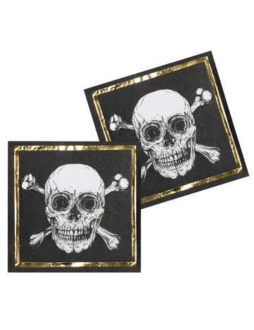 20 papírových ubrousků s motivem pirátského Jolly Rogera 33 x 33 cm