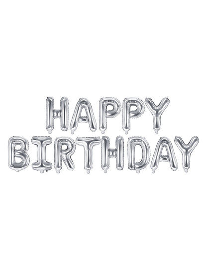 13 hliníkových balónků dopisy k narozeninám stříbrná girlanda 35 cm