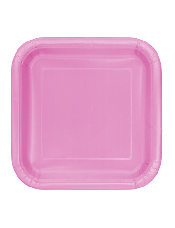 Assiettes en carton carrées pour fête roses