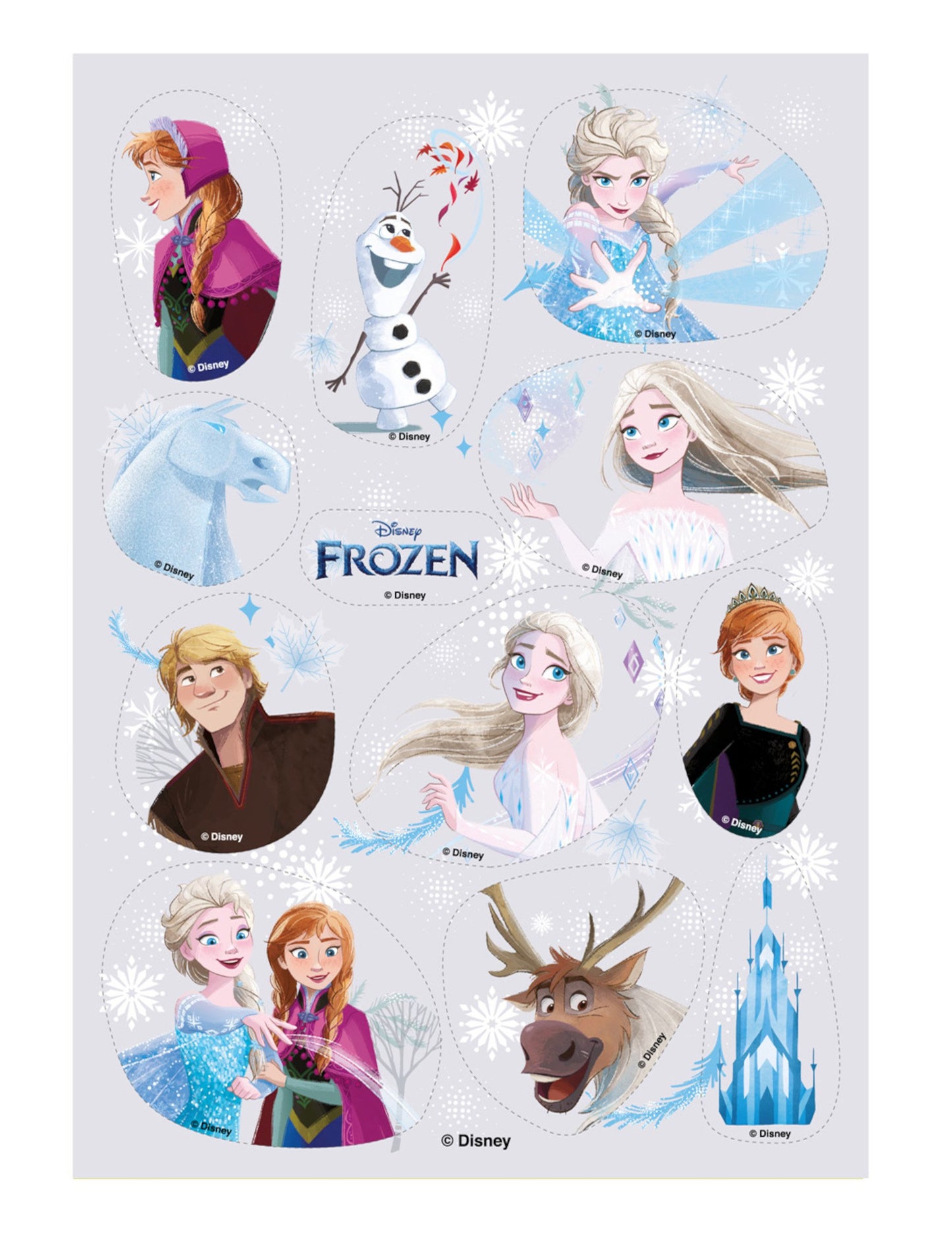 Mini cukrové disky „Frozen“ pro děti v mnoha barvách s Elsou, Annou a Olafem