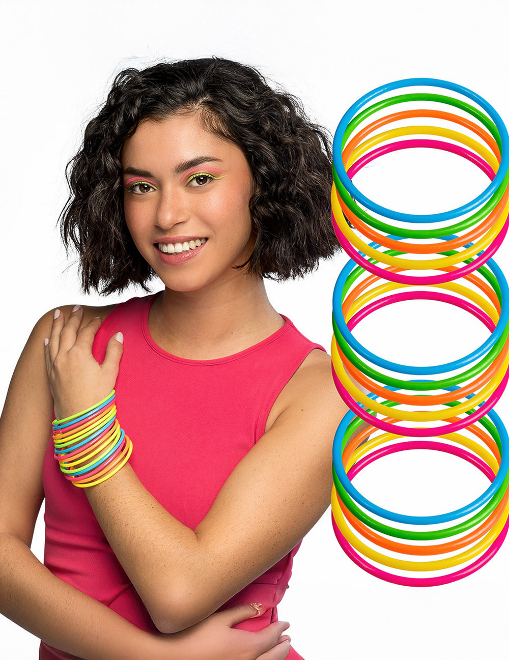15 Bracelets multicolores fluos pour femme néon