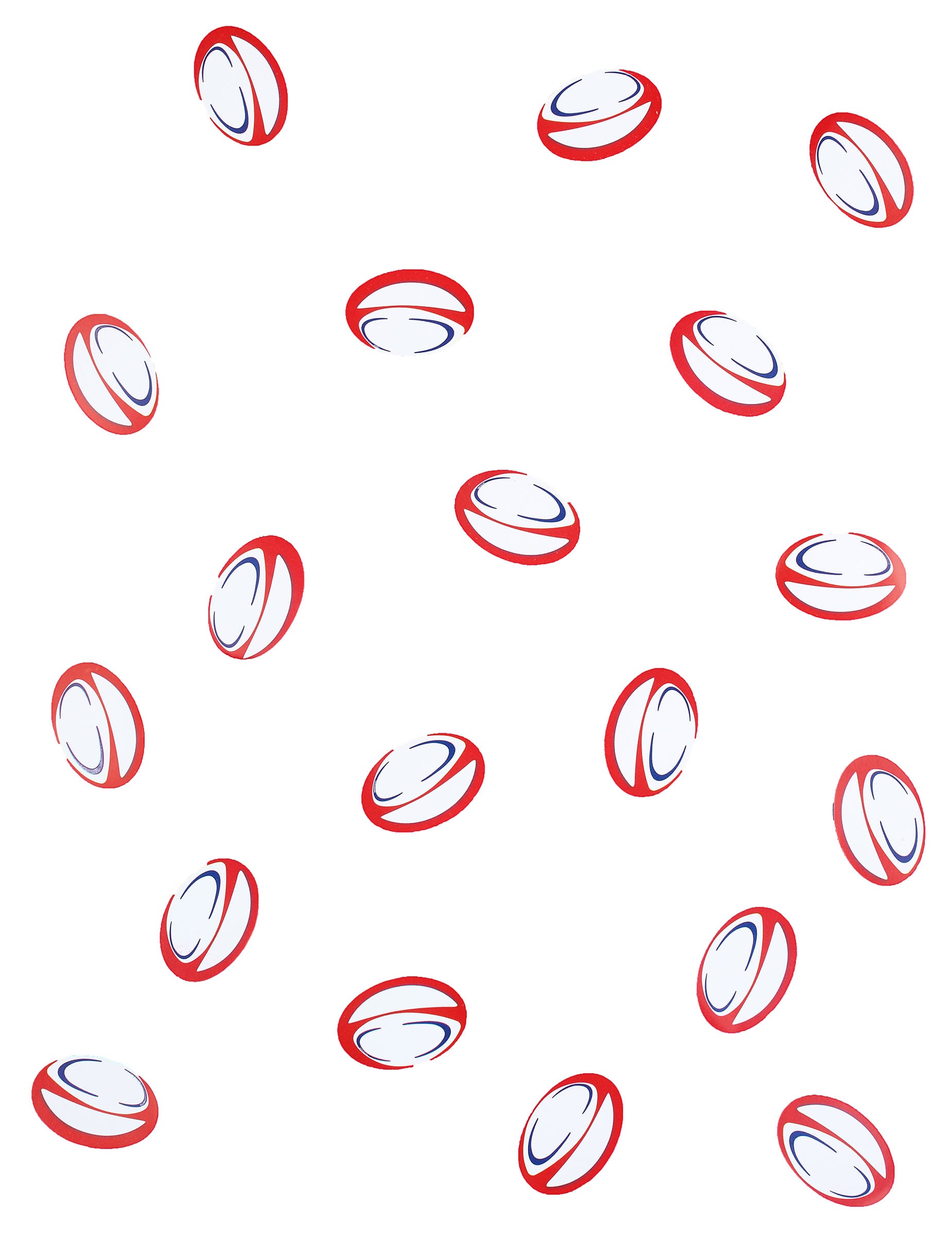 Confettis de table ballons de rugby pour décoration de fête rouges et bleus en papier