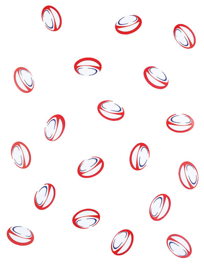 Confettis de table ballons de rugby pour décoration de fête rouges et bleus en papier