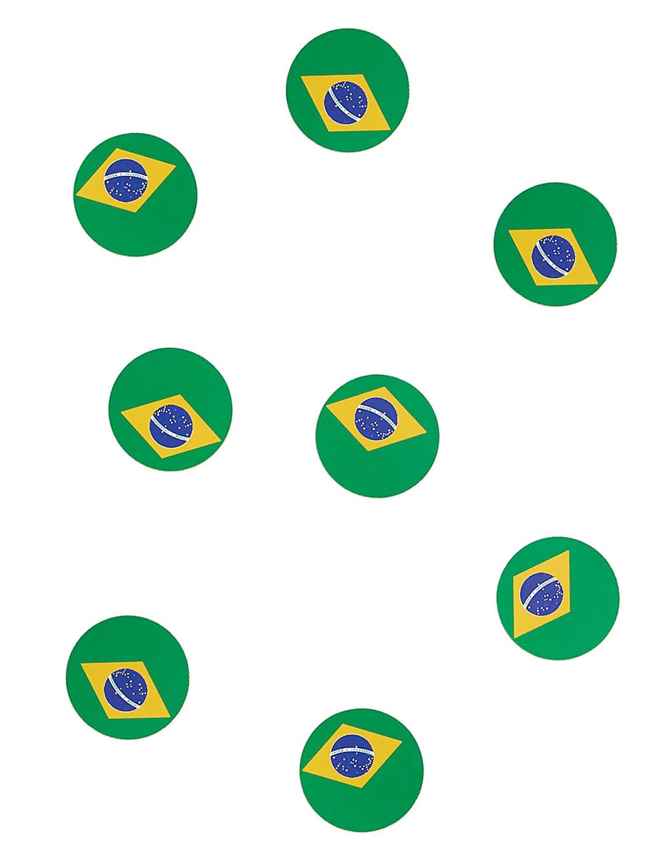 Confettis de table drapeau Brésil verts et jaunes ronds