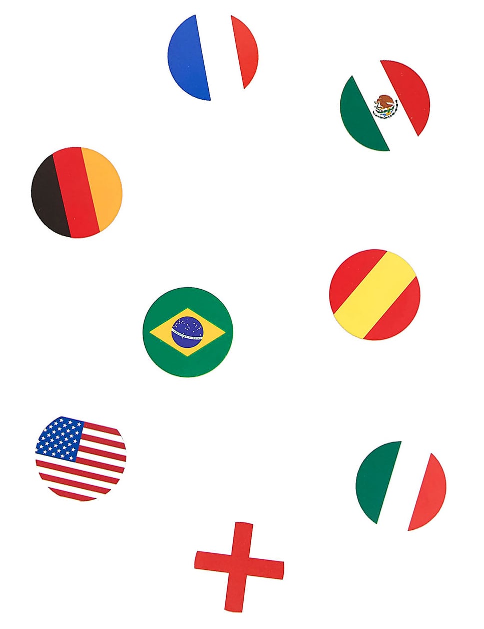 Confettis de table drapeau multi-nations pour fête multicolores ronds