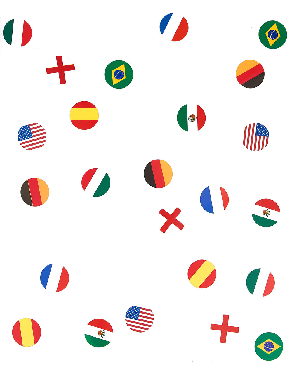 Détail des motifs du confettis de table drapeau multi-nations
