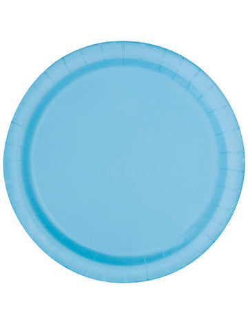 16 pastelově modrých papírových talířů 22 cm