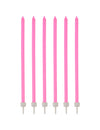 Bougies fines avec bobèches d'anniversaire pour fête rose