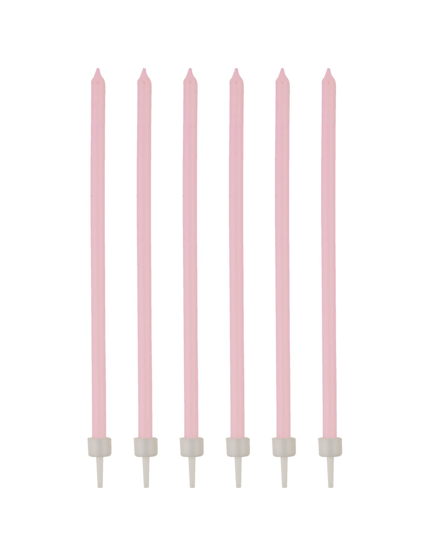 16 bougies fines d'anniversaire pour gâteau rose pâle avec bobèches