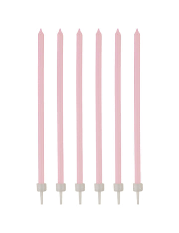 16 bougies fines d'anniversaire pour gâteau rose pâle avec bobèches