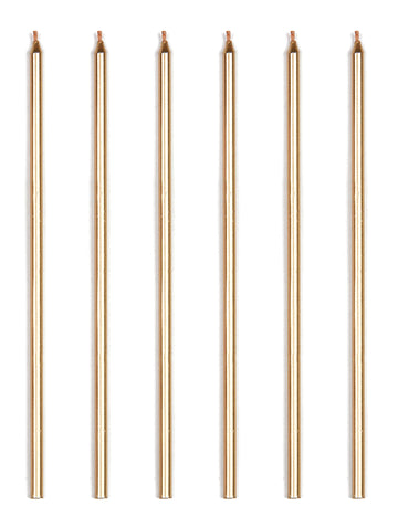 16 obřích metalických zlatých svíček 18 cm