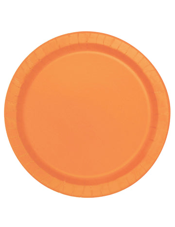 16 velkých oranžových papírových talířů 22 cm