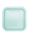Assiettes carrées en carton pastel menthe