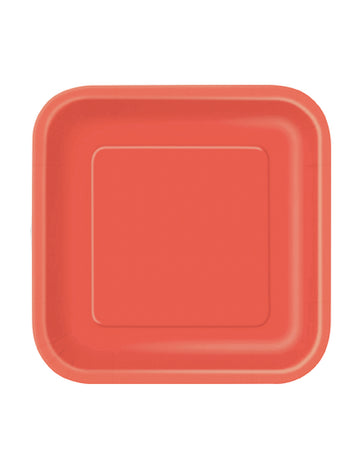 16 malých čtvercových korálově červených kartonových desek 17.4 cm na dezert