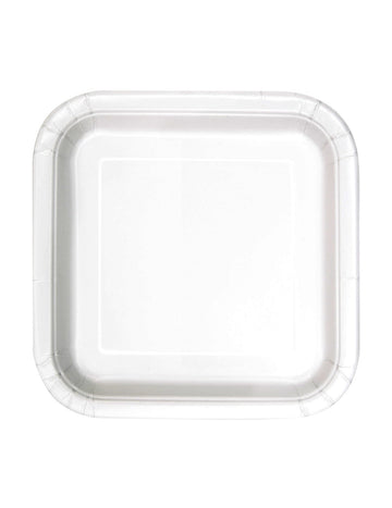 Assiettes en carton carrées blanches lot de 16