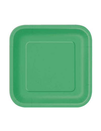 Assiettes en carton vert émeraude pour fête carrées