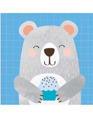 16 malých papírových ubrousků Malý Šedý Medvídek 25 x 25 cm 