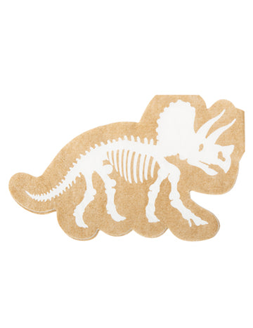 16 bílých a kraftových dinosauřích ubrousků 33 x 20 cm kostra triceratopse