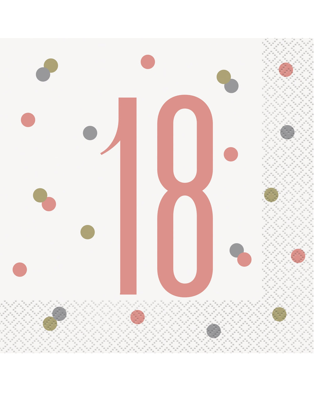 Serviettes en papier 18 ans pour anniversaire blanches et roses à pois