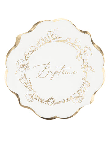 16 křestních papírových ubrousků 33 x 33 cm zlaté květy