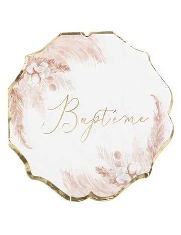 16 křestních papírových ubrousků pampy a bavlníkových květů 32 x 32 cm zlatá