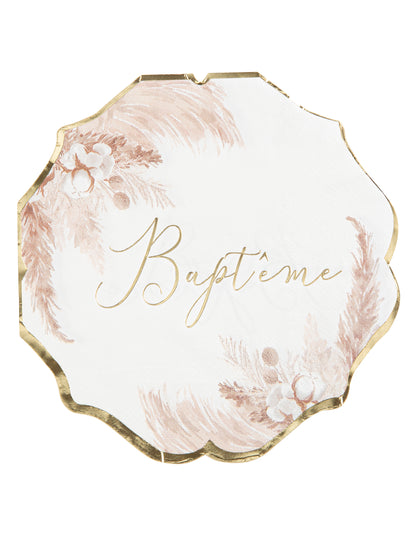 16 křestních papírových ubrousků pampy a bavlníkových květů 32 x 32 cm zlatá