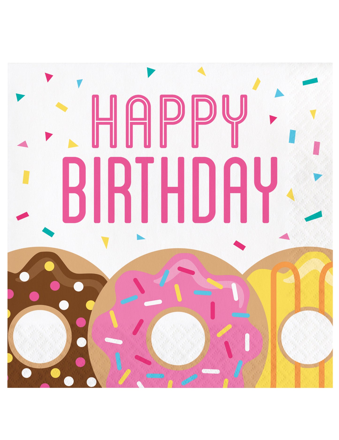 16 papírových ubrousků s motivem donutů na narozeniny 33 x 33 cm 