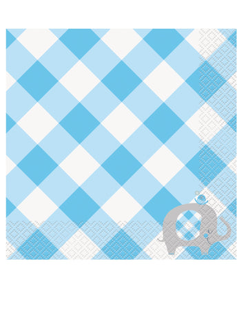 16 papírových ubrousků modrý slon 33 x 33 cm baby shower 