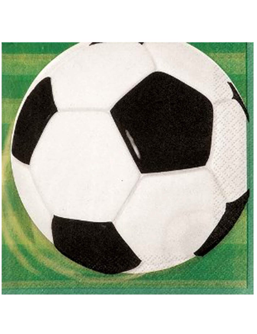 papírové ubrousky foot balón 3D černá a bílá na zeleném pozadí
