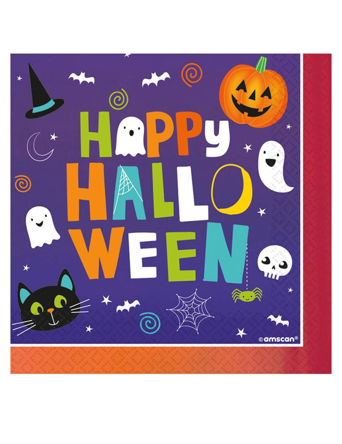 papírové ubrousky halloween Friends na párty, fialové s motivy dýně a ducha