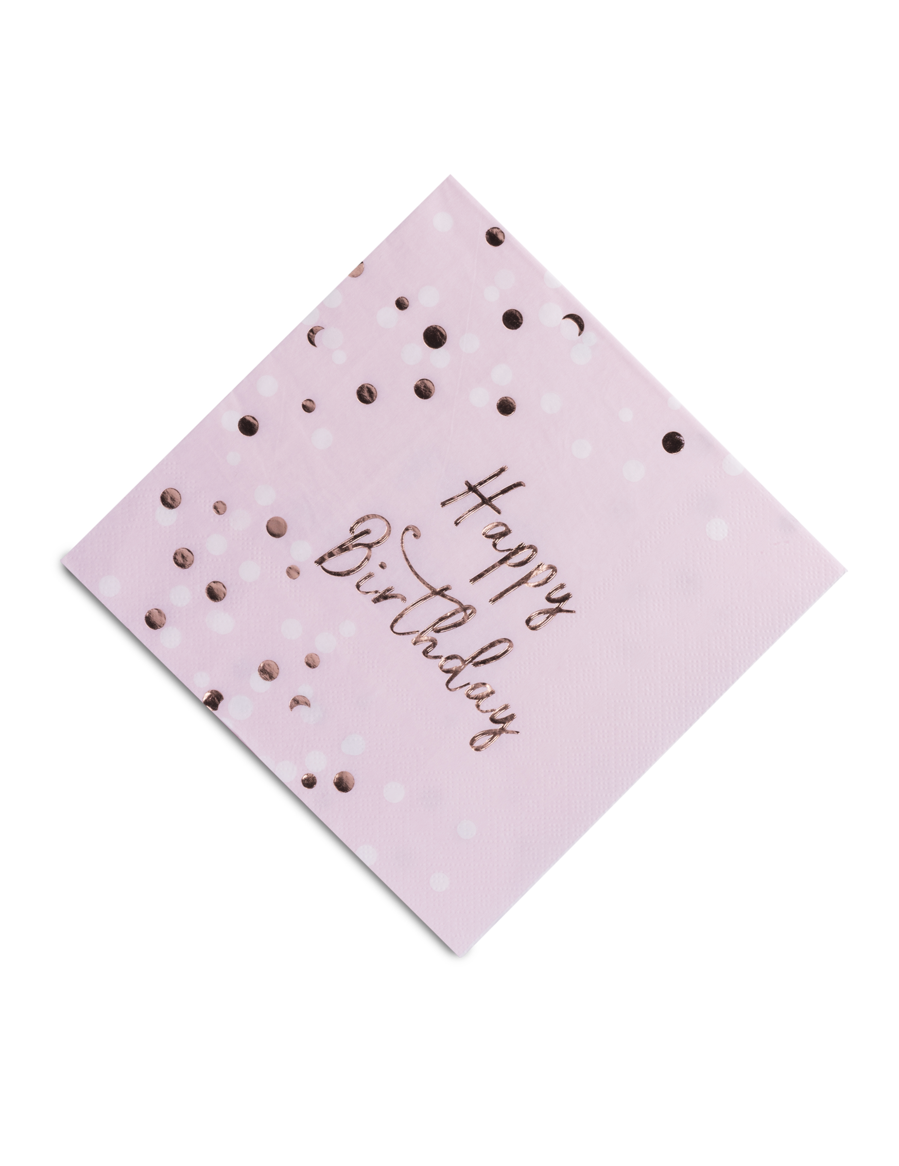 Serviettes en papier Happy Birthday pour anniversaire rose gold avec confettis